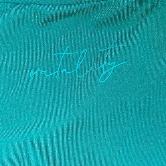 Vitality x Balance turquoise crew neck bodysuit NWT - Picture 2 of 3